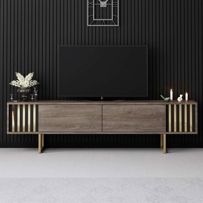 Hanah Home Gold Line Soporte para TV Nogal y Oro